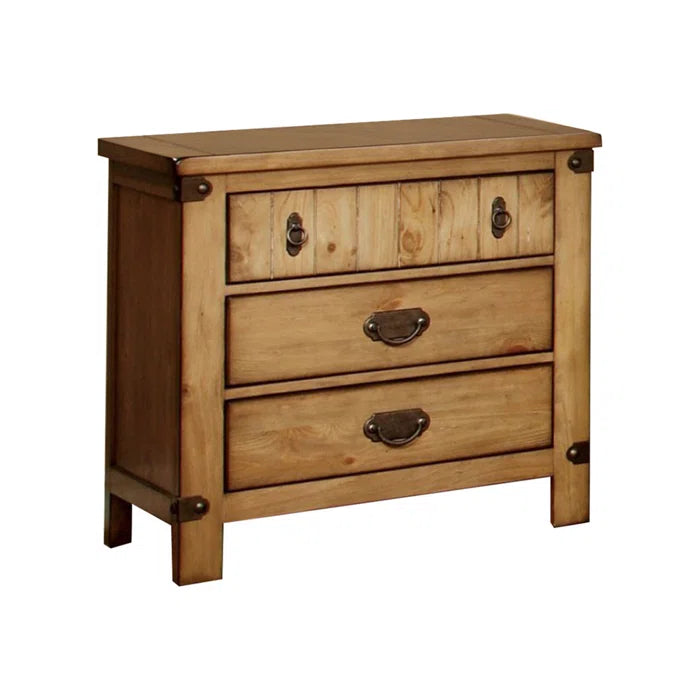 Ilyan 28.13'' Tall 3 - Drawer Solid Wood Nightstand in Burnished Pine