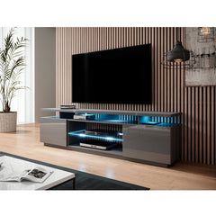 Gray Imkamp TV Stand for TVs up to 78" High Gloss Fronts with a Matte Body
