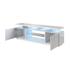 White Imkamp TV Stand for TVs up to 78" High Gloss Fronts with a Matte Body