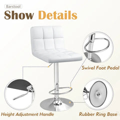 White Indiahoma Swivel Adjustable Height Stool Set of 2 Easy to Clean Design