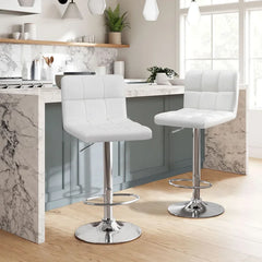 White Indiahoma Swivel Adjustable Height Stool Set of 2 Easy to Clean Design