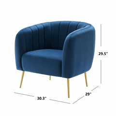 1- Navy Polyester, Barrel Chair Add A Glam Touch To Your Living Room, Bedroom, or Guest Room with this Accent Chair Fabric is Stain-Resistant