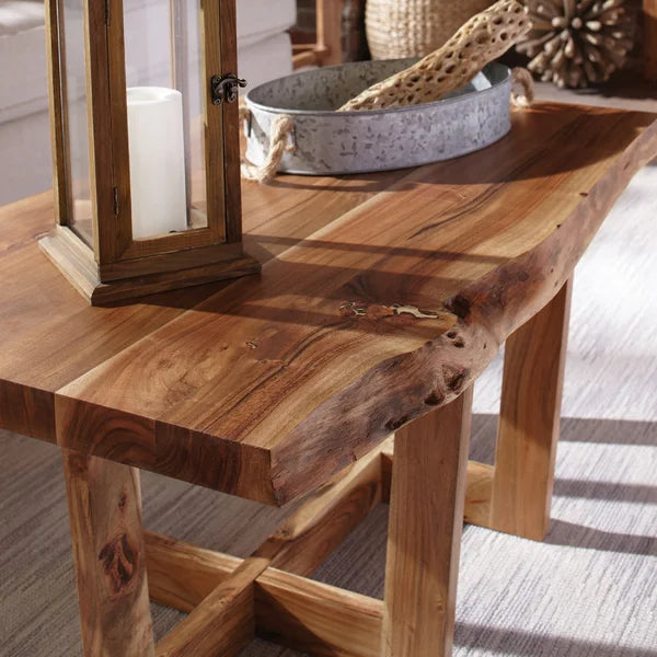 18" H x 42" W x 24" D Indie Solid Wood Sled Coffee Table Live Edge