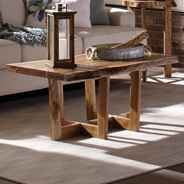 18" H x 42" W x 24" D Indie Solid Wood Sled Coffee Table Live Edge
