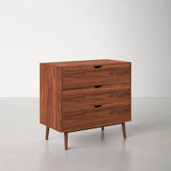 Walnut Indra 3 Drawer 33.5'' W Dresser Featuring Clean Lines and a Smooth Surface