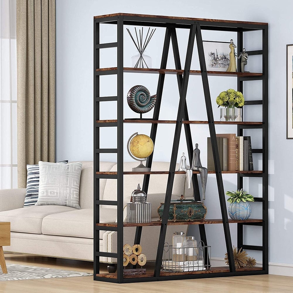 Bookshelf Tall Bookcase, Modern Open Bookshelves Open Shelves Design Maximizes the Open Space Feel,5-Layer