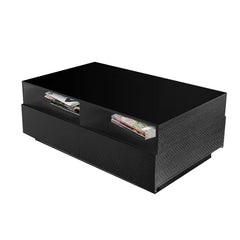 Black Inell Solid Coffee Table with Storage Perfect Organize