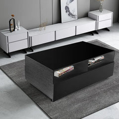 Black Inell Solid Coffee Table with Storage Perfect Organize