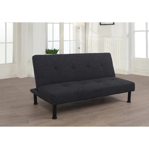 Black Linen Inniswold Twin 64'' Wide Cushion Back Convertible Sofa Design