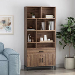 Inoue 67.25'' H x 31.5'' W Standard Bookcase Walnut Balancing Function and Design