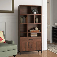 Inoue 67.25'' H x 31.5'' W Standard Bookcase Walnut Balancing Function and Design