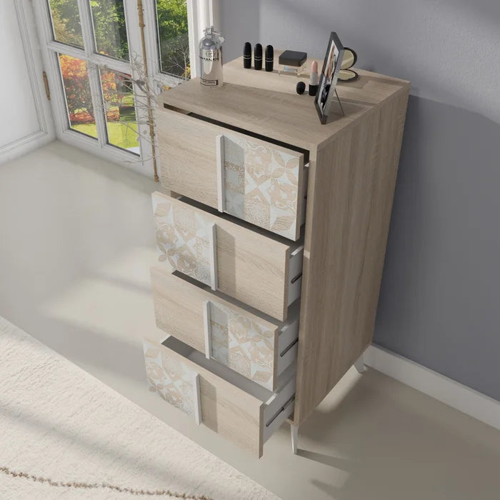 Iovanna 4 Drawer Chest Together with Heavy Duty Hardware Dresser Mirror