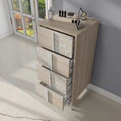 Iovanna 4 Drawer Chest with Stamp Block Pattern Perfect Organize