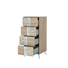 Iovanna 4 Drawer Chest with Stamp Block Pattern Perfect Organize