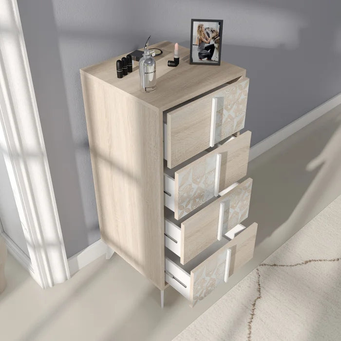 Iovanna 4 Drawer Chest Together with Heavy Duty Hardware Dresser Mirror