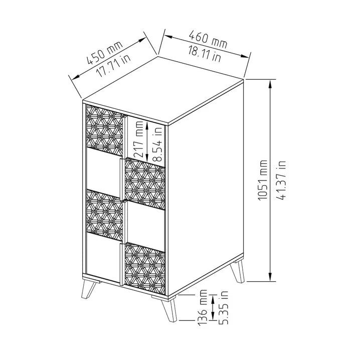 Iovanna 4 Drawer Chest with Stamp Block Pattern Perfect Organize