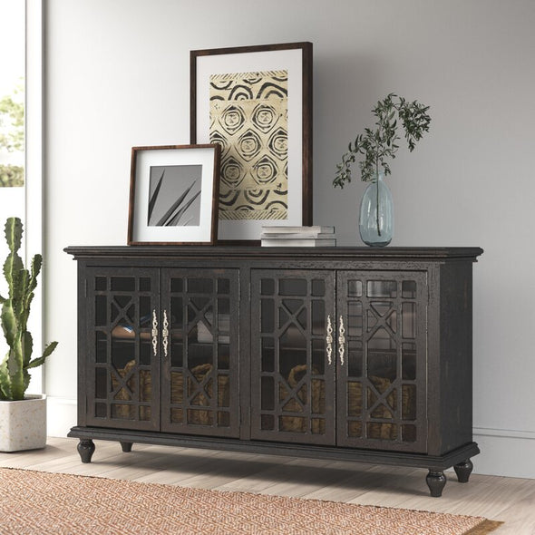 Edwardsville Textured Black Ira TV Stand for TVs up to 78"