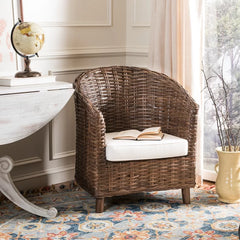 White Polyester Blend t shirt 29.1'' Wide Barrel Chair Removable Seat Cushion Perfect for Rounding Out Space