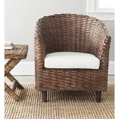 White Polyester Blend t shirt 29.1'' Wide Barrel Chair Removable Seat Cushion Perfect for Rounding Out Space