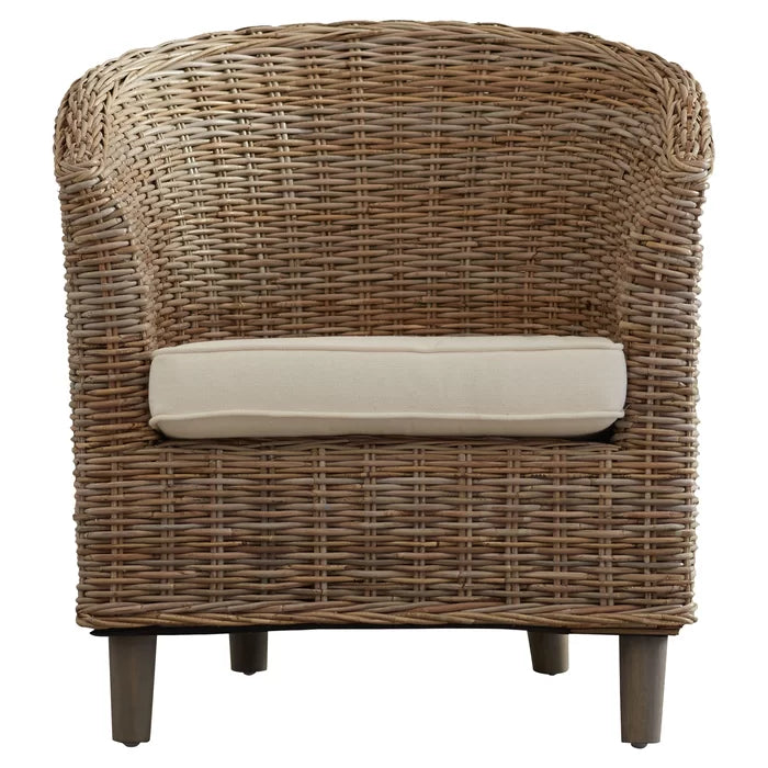 White Polyester Blend t shirt 29.1'' Wide Barrel Chair Removable Seat Cushion Perfect for Rounding Out Space