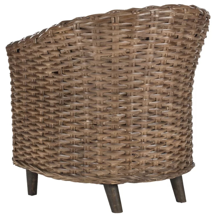 White Polyester Blend t shirt 29.1'' Wide Barrel Chair Removable Seat Cushion Perfect for Rounding Out Space