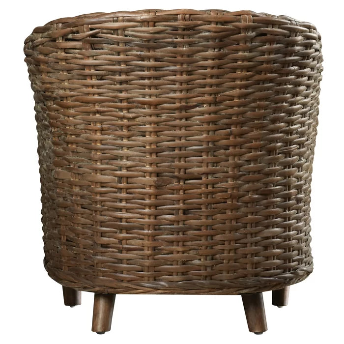 White Polyester Blend t shirt 29.1'' Wide Barrel Chair Removable Seat Cushion Perfect for Rounding Out Space