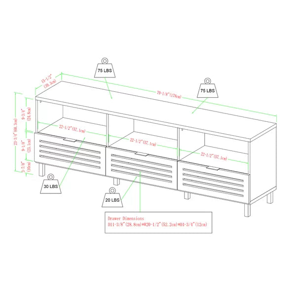 TV Stand for TVs up to 78" Perfect for Storing your Media with Cable Management