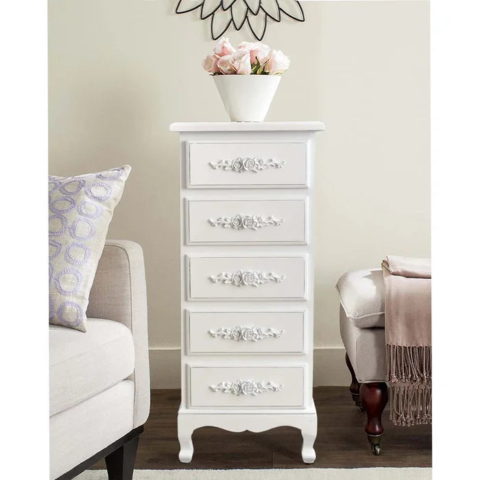 Irina 30.7'' Tall 5 Drawer Accent Chest Traditional Floral Motif adds a Touch