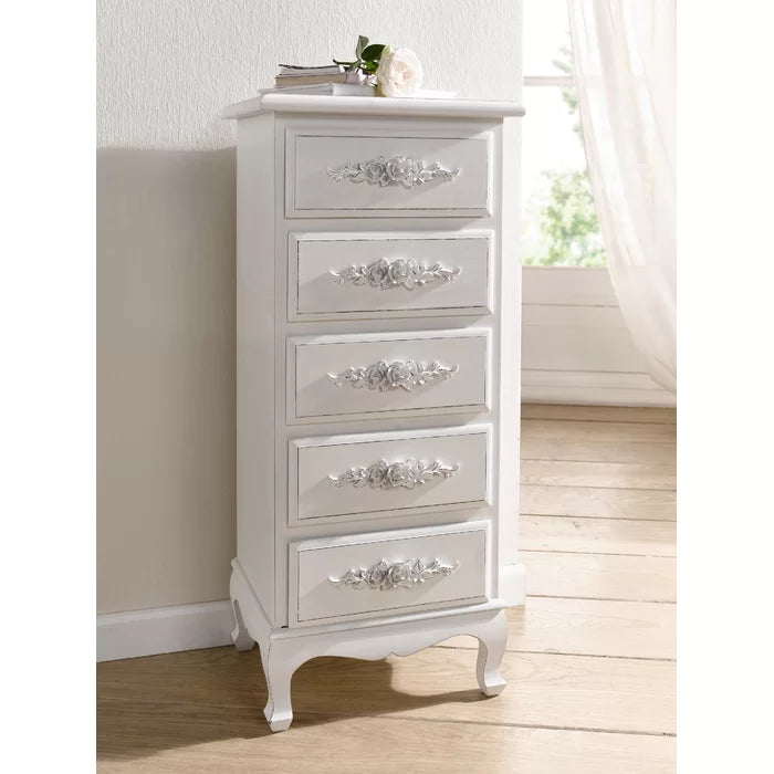 Irina 30.7'' Tall 5 Drawer Accent Chest Traditional Floral Motif adds a Touch