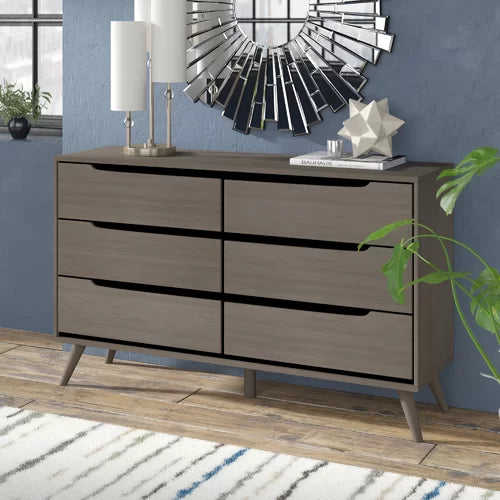 Isabela 6 Drawer Double Dresser Features Six Drawers for Ample Room
