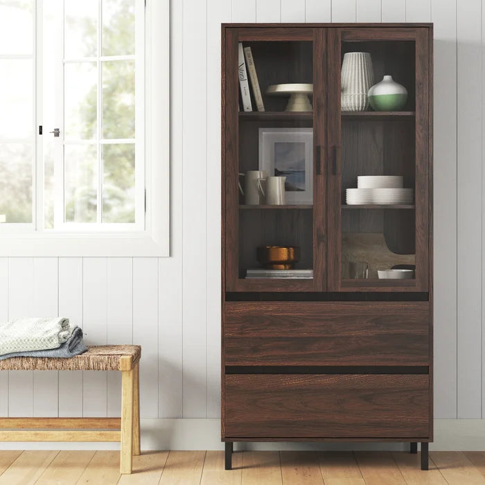 Dark Walnut Isla 30.5'' Wide China Cabinet Perfect for Displaying your Favorite Dishware