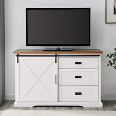 Rustic Oak/Brushed White Ismay 56'' Wide 3 Drawer Sideboard