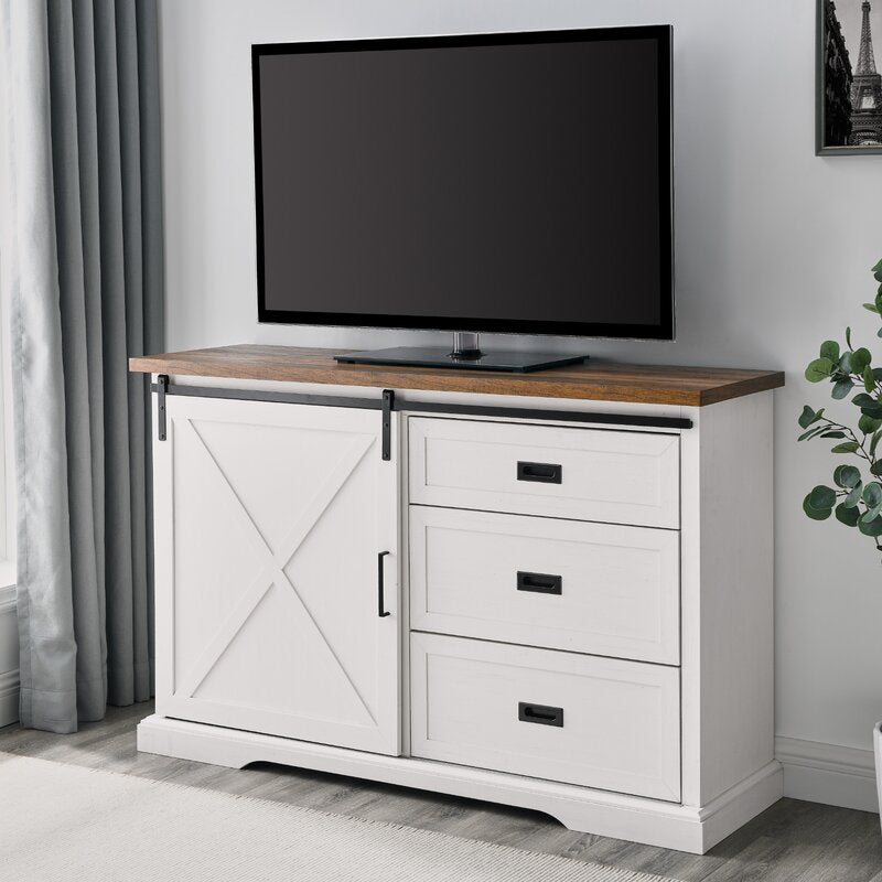Rustic Oak/Brushed White Ismay 56'' Wide 3 Drawer Sideboard
