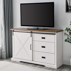 Rustic Oak/Brushed White Ismay 56'' Wide 3 Drawer Sideboard