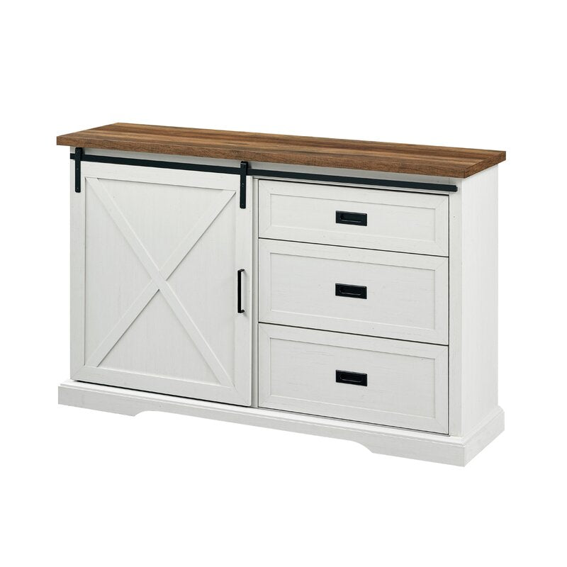 Rustic Oak/Brushed White Ismay 56'' Wide 3 Drawer Sideboard