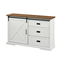 Rustic Oak/Brushed White Ismay 56'' Wide 3 Drawer Sideboard