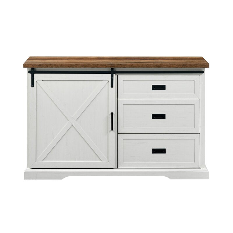 Rustic Oak/Brushed White Ismay 56'' Wide 3 Drawer Sideboard