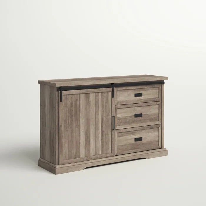 Gray Wash Isra 56'' Wide 3 Drawer Sideboard Breezy Weathered Finish and Built On