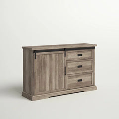Gray Wash Isra 56'' Wide 3 Drawer Sideboard Breezy Weathered Finish and Built On