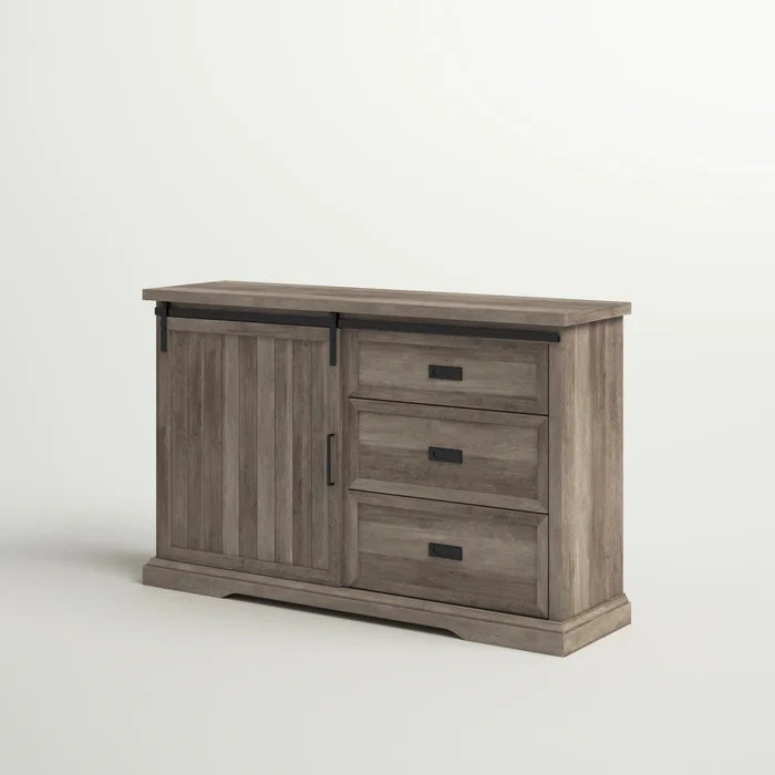 Gray Wash Isra 56'' Wide 3 Drawer Sideboard Breezy Weathered Finish and Built On