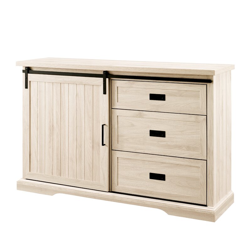 Birch Isra 56'' Wide 3 Drawer Sideboard Slatted Accents and Metal Detailing