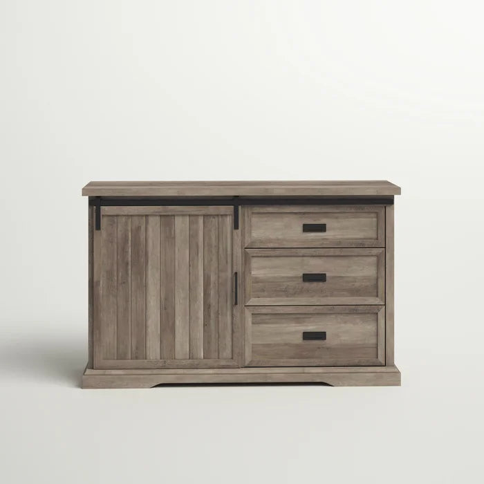 Gray Wash Isra 56'' Wide 3 Drawer Sideboard Breezy Weathered Finish and Built On