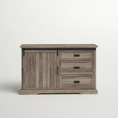 Gray Wash Isra 56'' Wide 3 Drawer Sideboard Breezy Weathered Finish and Built On