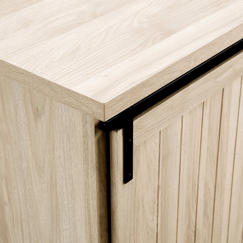 Birch Isra 56'' Wide 3 Drawer Sideboard Slatted Accents and Metal Detailing