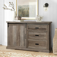 Gray Wash Isra 56'' Wide 3 Drawer Sideboard Breezy Weathered Finish and Built On