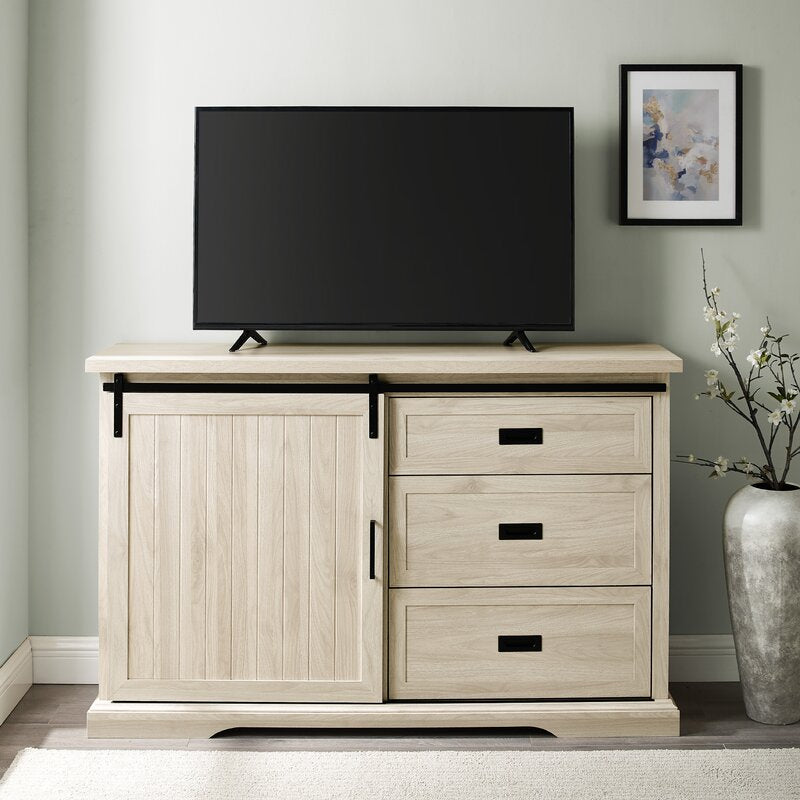 Birch Isra 56'' Wide 3 Drawer Sideboard Slatted Accents and Metal Detailing