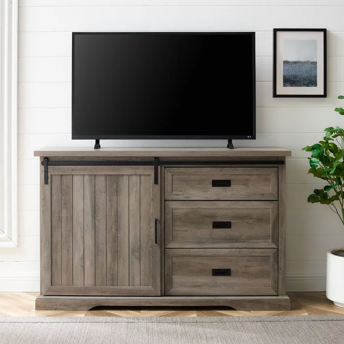 Gray Wash Isra 56'' Wide 3 Drawer Sideboard Breezy Weathered Finish and Built On