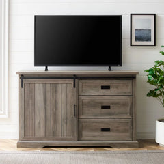 Gray Wash Isra 56'' Wide 3 Drawer Sideboard Breezy Weathered Finish and Built On