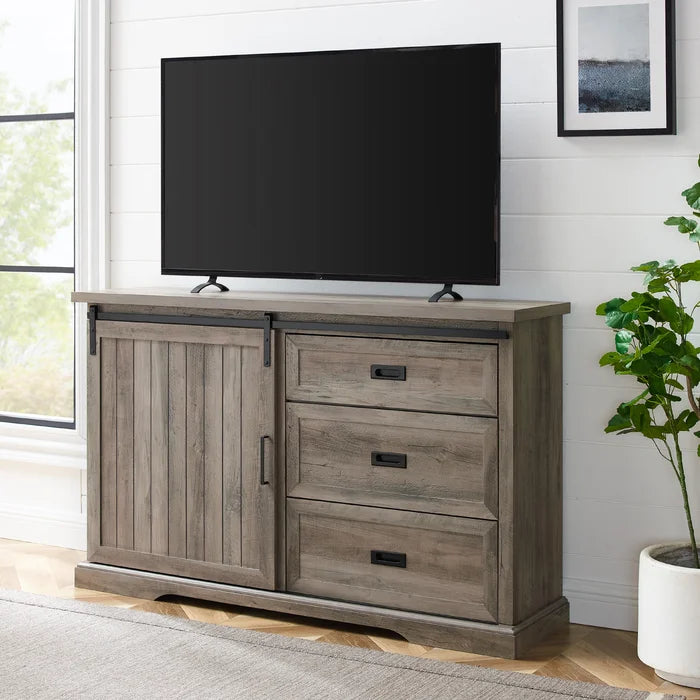 Gray Wash Isra 56'' Wide 3 Drawer Sideboard Breezy Weathered Finish and Built On