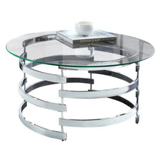 Round Coffee Table Coil Design Finished with Shiny Chrome Plating Adds Modern Style